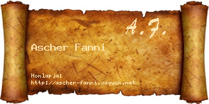 Ascher Fanni névjegykártya