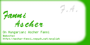 fanni ascher business card